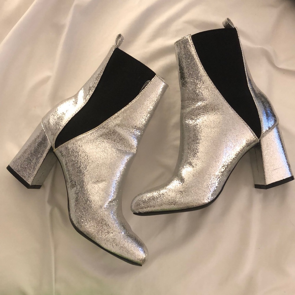 Silver glittery booties